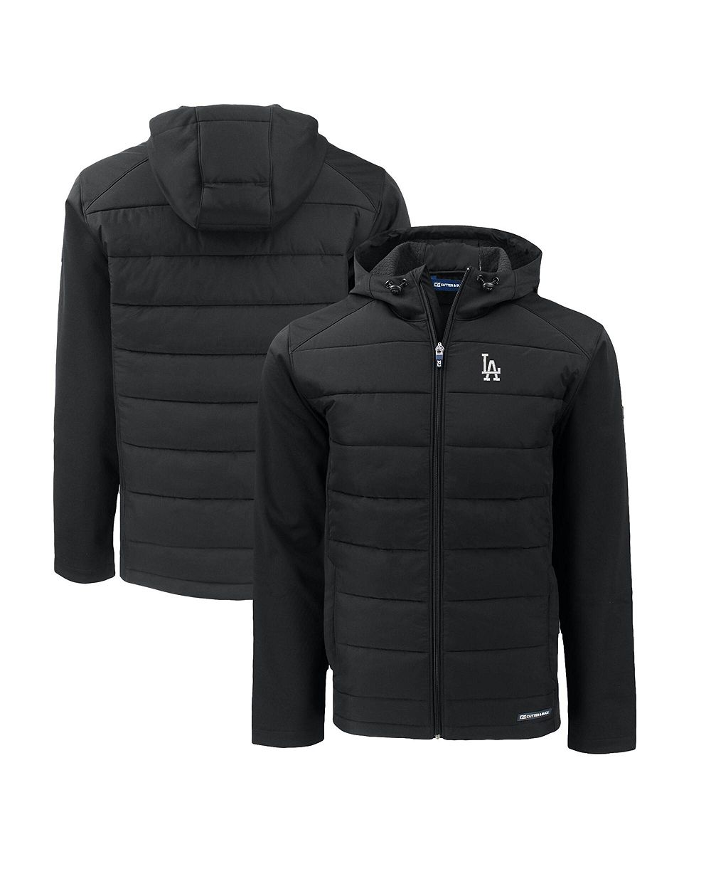 Cutter & Buck Men's Black Los Angeles Dodgers Evoke Hybrid Eco Softshell Full-Zip Hoodie