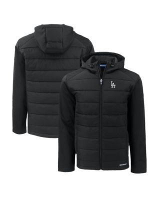 Cutter & Buck Men's Black Los Angeles Dodgers Evoke Hybrid Eco Softshell Full-Zip Hoodie