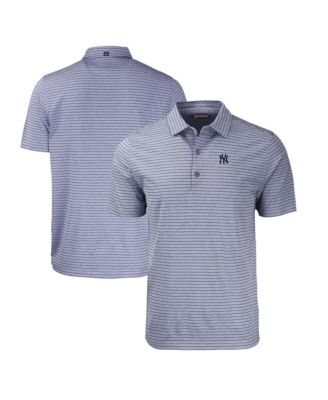 Cutter & Buck Men's Heather Navy New York Yankees Forge Eco Heathered Stripe Stretch Polo Shirt