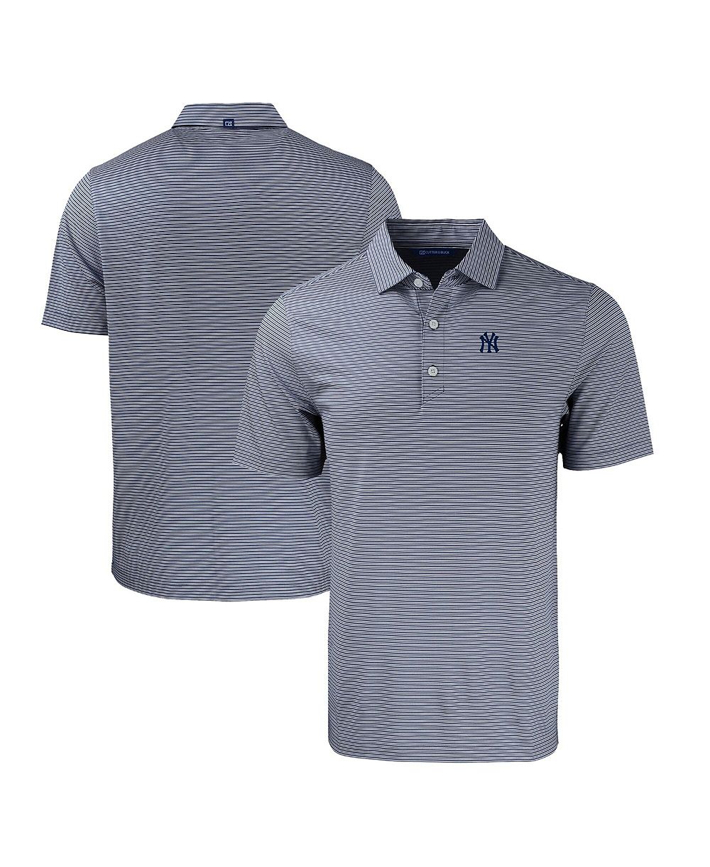 Cutter & Buck Men's Navy/White New York Yankees Forge Eco Double Stripe Stretch Polo Shirt