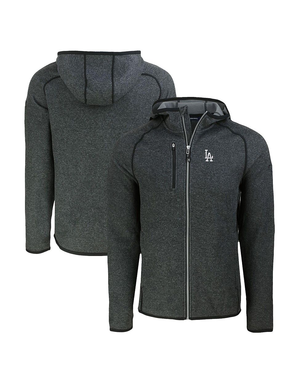 Cutter & Buck Men's Heather Charcoal Los Angeles Dodgers Mainsail Full-Zip Hooded Jacket
