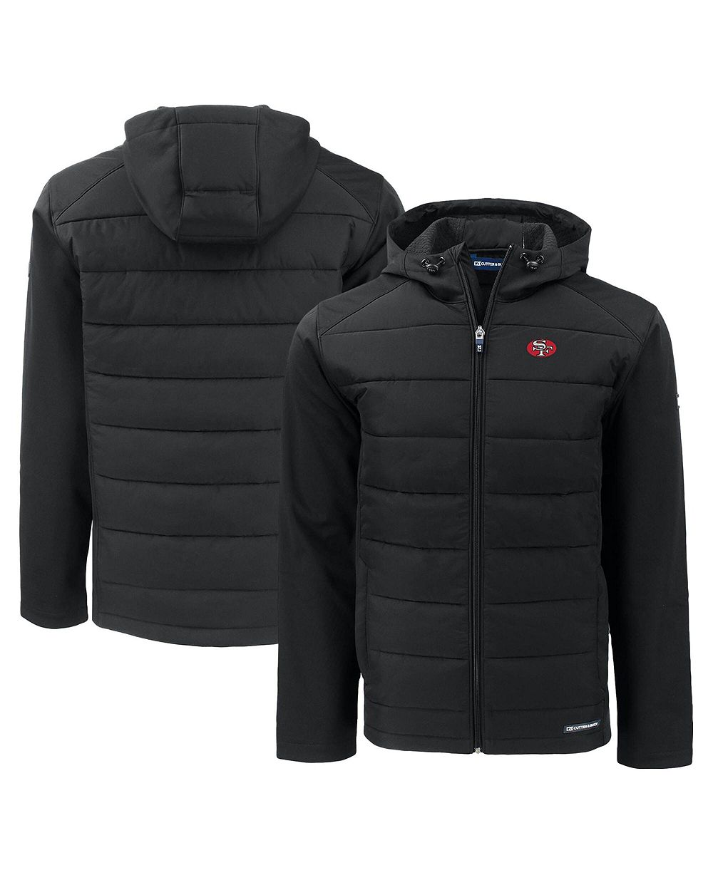 Cutter & Buck Men's Black San Francisco 49ers Throwback Evoke Hybrid Eco Softshell Full-Zip Hoodie Jacket