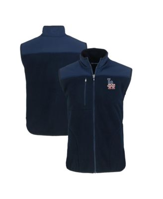 Мужской жилет Cutter & Buck Navy Los Angeles Dodgers Stars Stripes Cascade Eco Sherpa Fleece Full-Zip