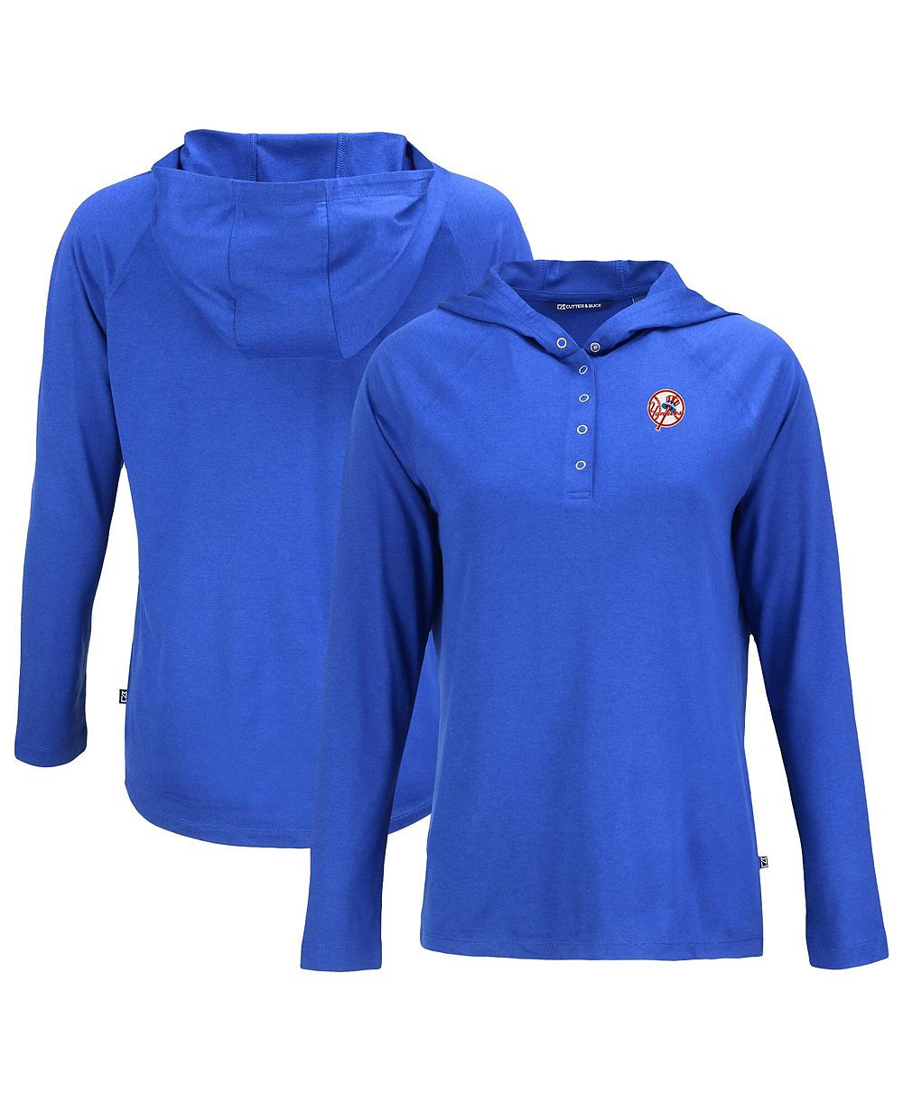 Женская футболка Cutter & Buck Royal New York Yankees Cooperstown Collection Coastline Epic Comfort Eco Raglan Long Sleeve
