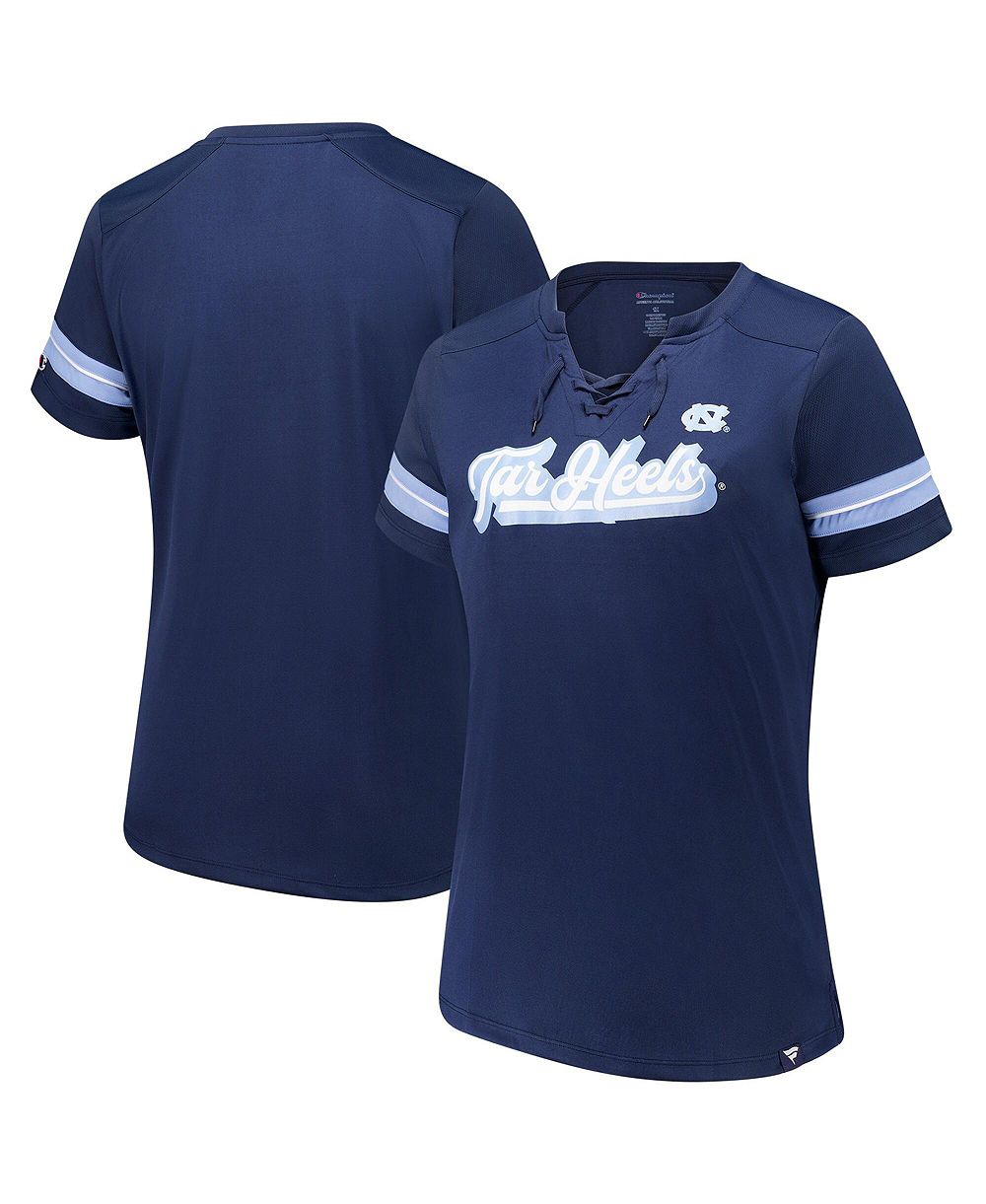 Женская футболка Fanatics North Carolina Tar Heels Overtime Readiness Lace-Up Navy Plus Size