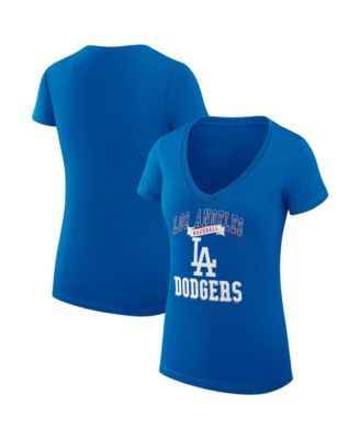 G-III 4Her by Carl Banks Women's Royal Los Angeles Dodgers Super-Slim Fit Lightweight Team Logo Graphic V-Neck T-Shirt