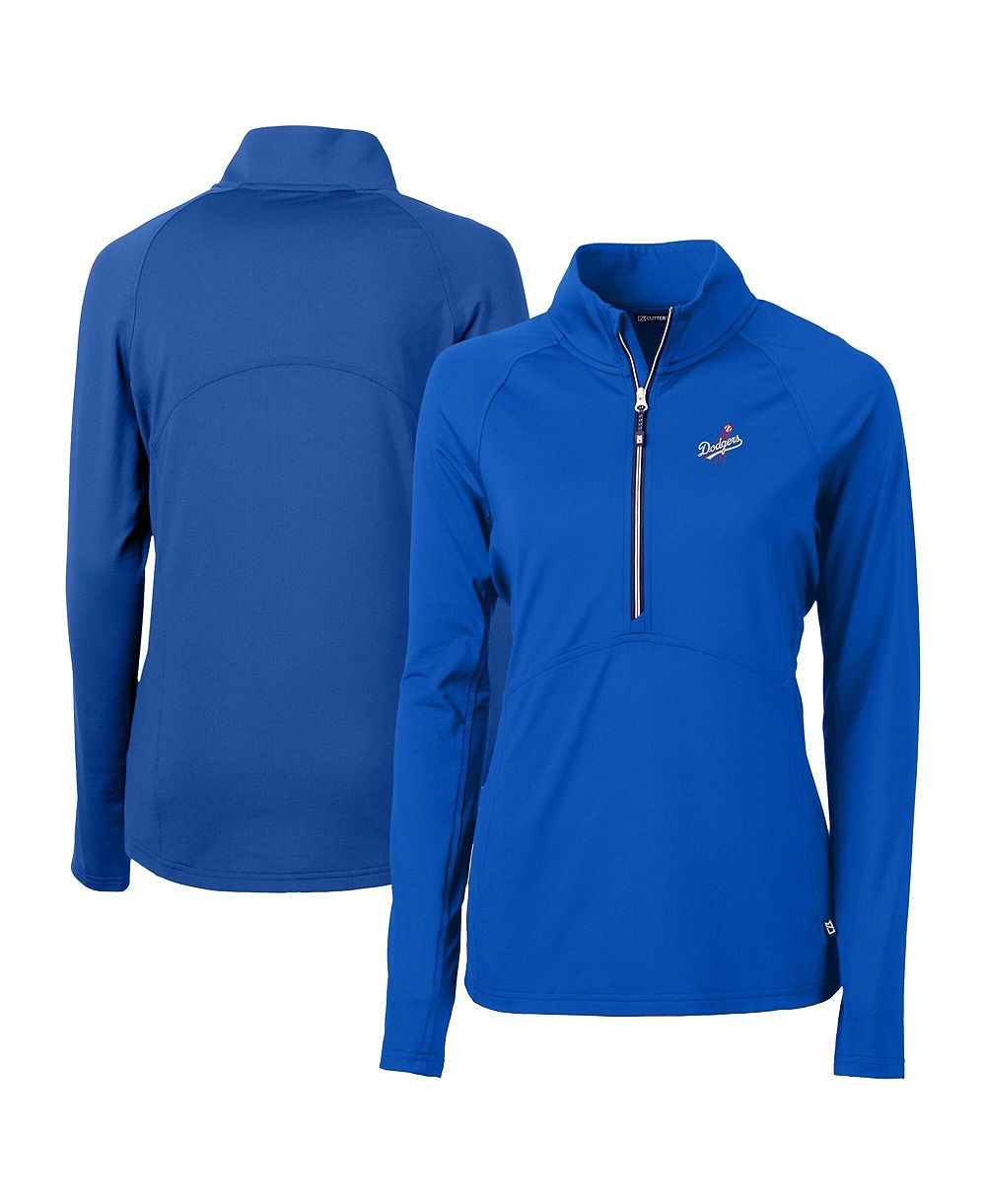 Женский свитшот Cutter & Buck Royal Los Angeles Dodgers DryTec Adapt Eco Knit Stretch Raglan Half-Zip