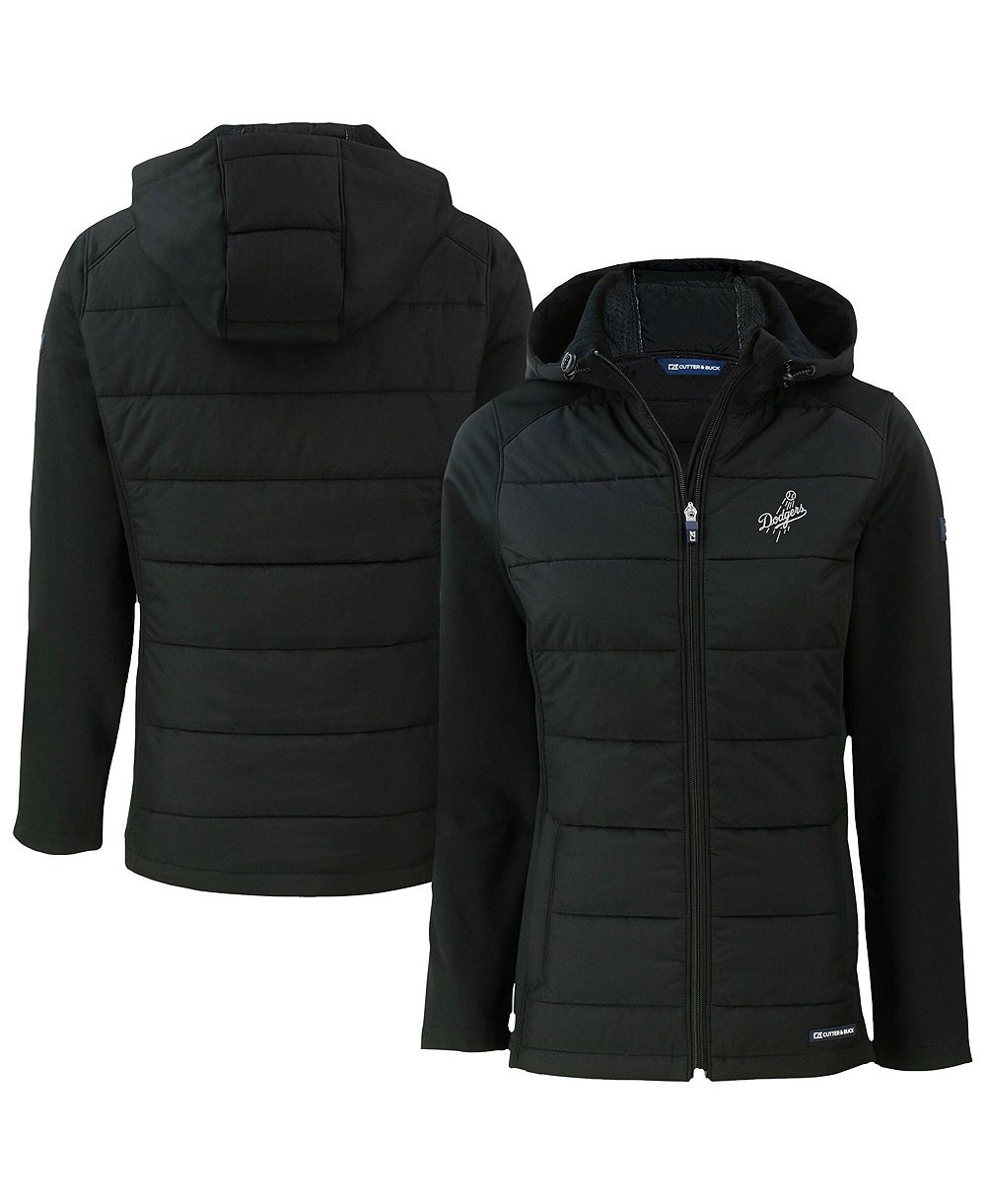 Cutter & Buck Women's Black Los Angeles Dodgers Evoke Hybrid Eco Softshell Full-Zip Hooded Jacket