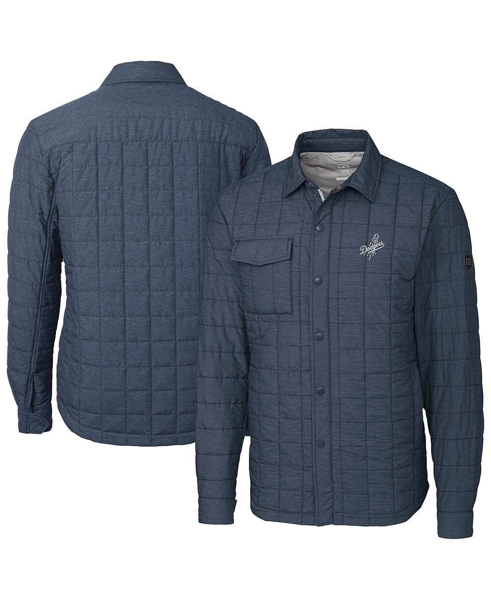 Cutter & Buck Men's Anthracite Los Angeles Dodgers Rainier PrimaLoft® Eco Insulated Quilted Full-Zip Shirt Jacket