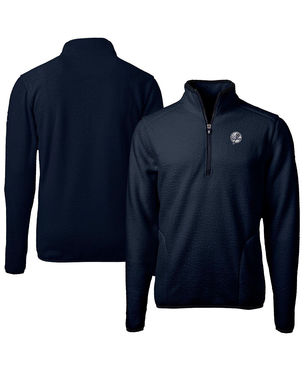 Мужская куртка Cutter & Buck Navy New York Yankees Cascade Eco Fleece Quarter-Zip