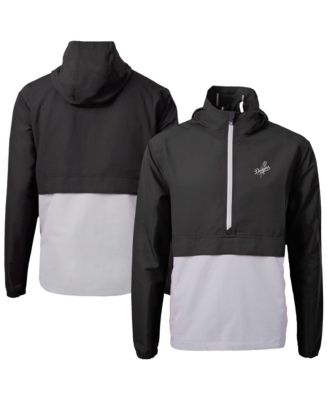 Мужская куртка Cutter & Buck Black/Gray Los Angeles Dodgers Charter Eco Anorak Half-Zip Hoodie