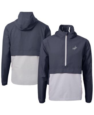 Мужская куртка-худи Cutter & Buck Los Angeles Dodgers Charter Eco Anorak Half-Zip в цвете Navy/Gray