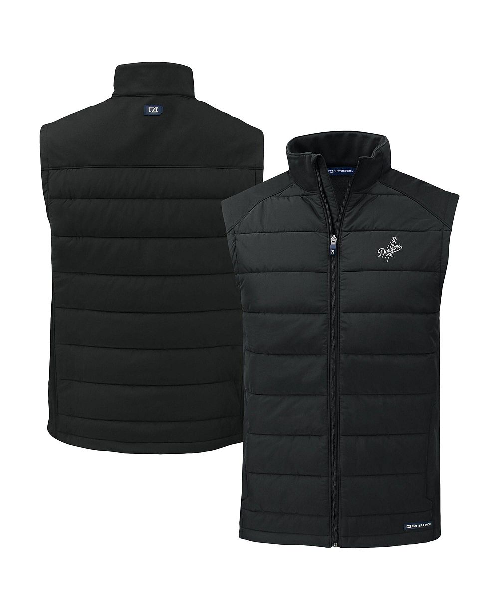 Cutter & Buck Men's Black Los Angeles Dodgers Evoke Hybrid Eco Softshell Full-Zip Vest