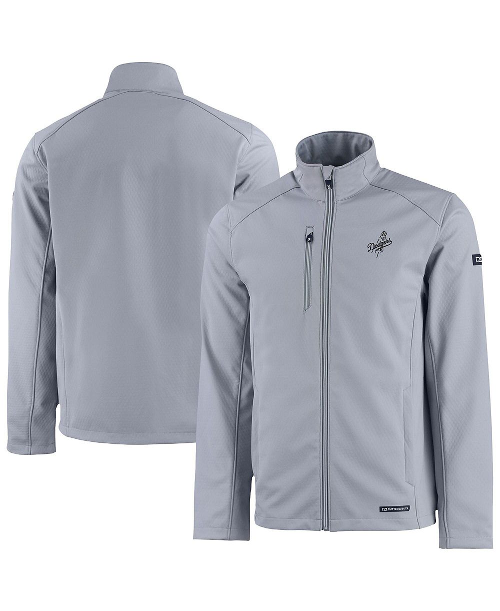 Cutter & Buck Men's Gray Los Angeles Dodgers Evoke Eco Softshell Full-Zip Jacket