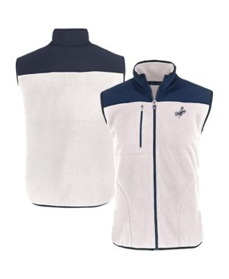 Мужской жилет Cutter & Buck Oatmeal/Navy Los Angeles Dodgers Cascade Eco Fleece Full-Zip