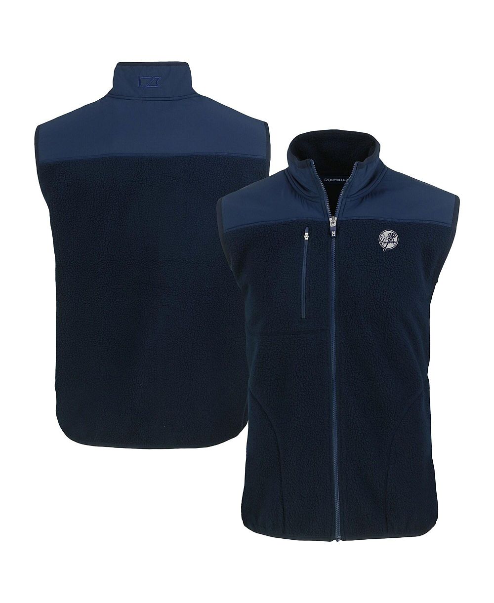 Cutter & Buck Men's Navy New York Yankees Cascade Eco Fleece Full-Zip Vest