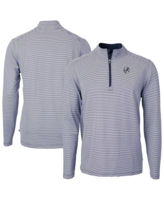 Cutter & Buck Men's Navy New York Yankees Virtue Eco Pique Micro Stripe Quarter-Zip Jacket