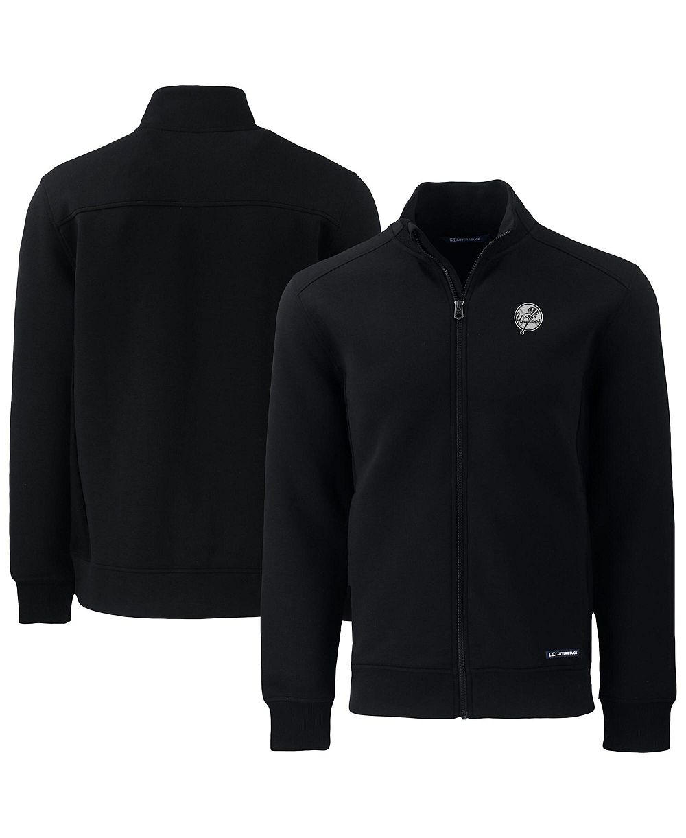 Cutter & Buck Men's Black New York Yankees Roam Eco Tri-Blend Full-Zip Jacket