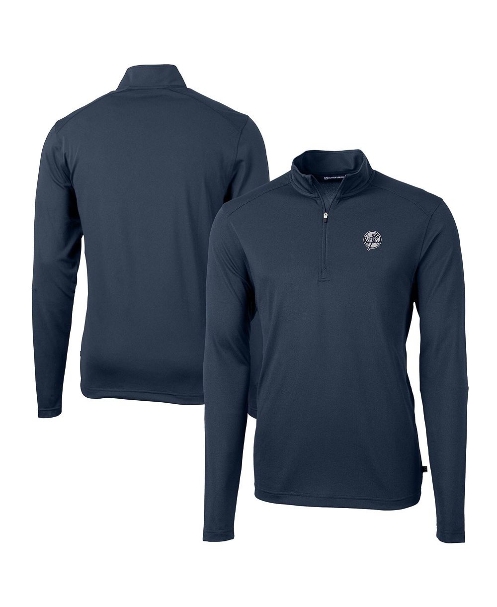 Мужская куртка Cutter & Buck Navy New York Yankees Virtue Eco Pique Quarter-Zip