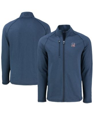 Мужская куртка Cutter & Buck Heather Navy New York Yankees Peshastin Eco Fleece Raglan Full-Zip