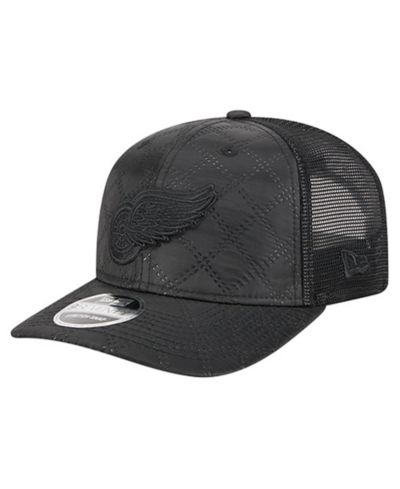 New Era Men's Black Detroit Red Wings Quilted Nylon 9SEVENTY Adjustable Trucker Hat
