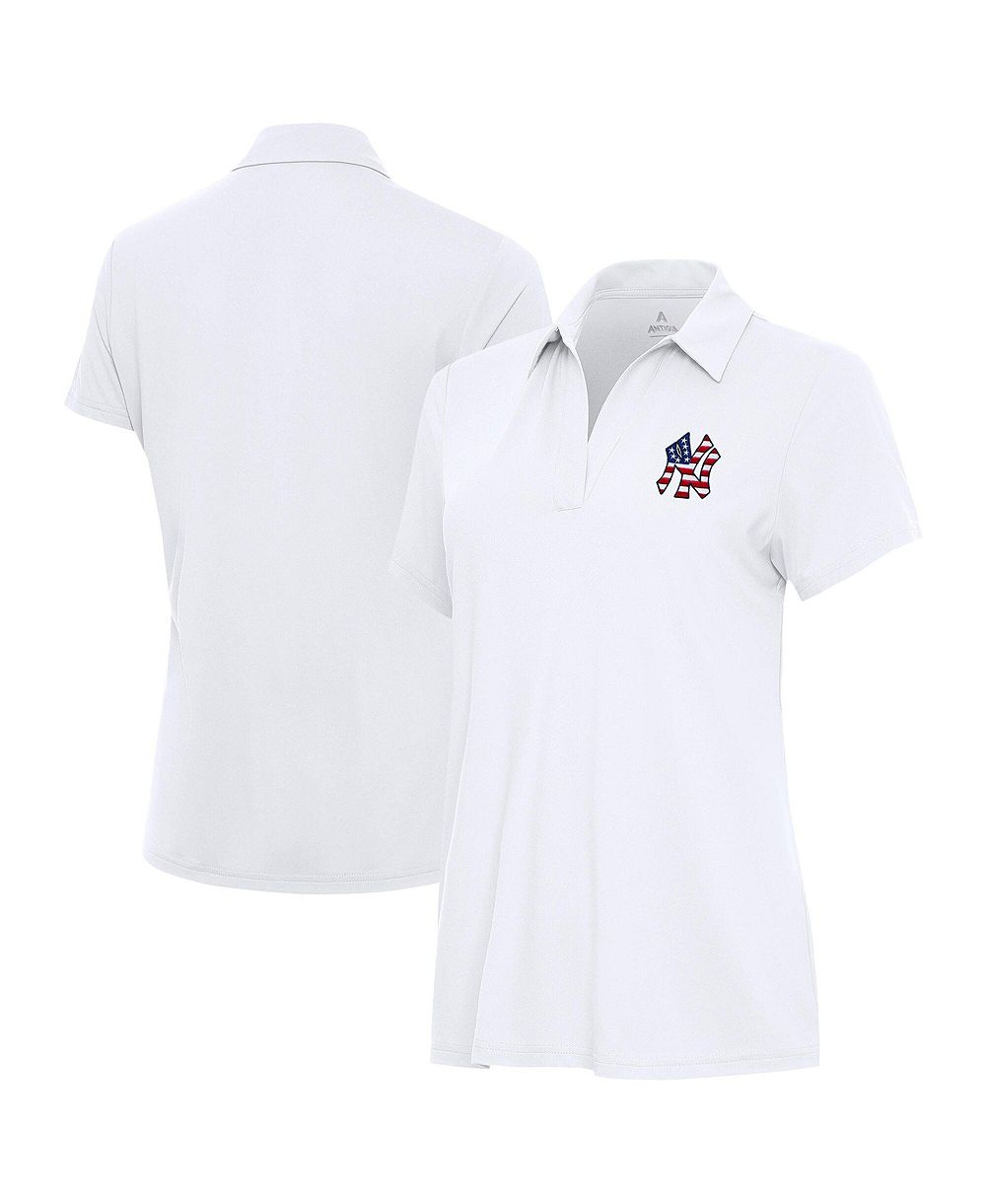 Женская рубашка-поло Antigua White New York Yankees Independence Day Patriotic Logo Era