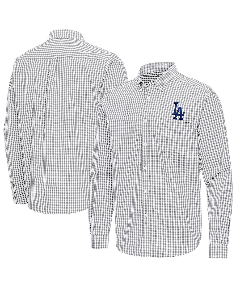 Antigua Мужская серая рубашка Los Angeles Dodgers Ellis Woven Tri-Blend Button-Down
