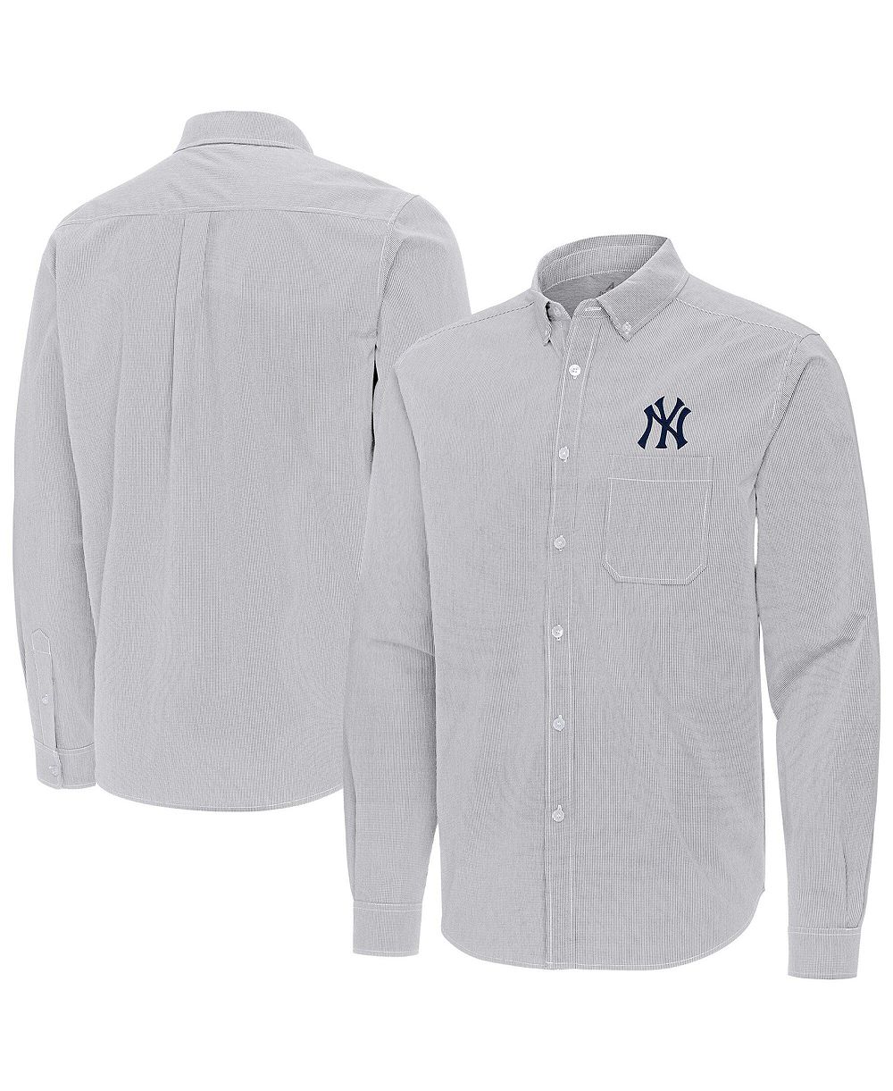 Мужская рубашка Antigua Gray New York Yankees Porter Woven Long Sleeve Button-Down