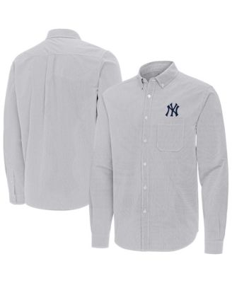 Мужская рубашка Antigua Gray New York Yankees Porter Woven Long Sleeve Button-Down