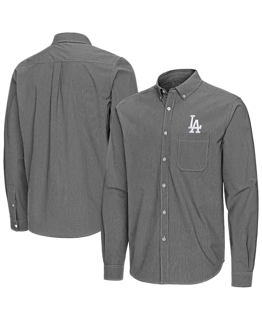 Мужская рубашка Antigua Los Angeles Dodgers Porter Woven с длинным рукавом, черная