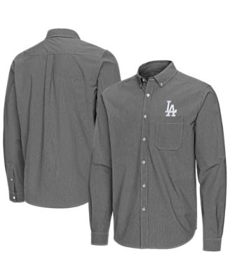 Мужская рубашка Antigua Los Angeles Dodgers Porter Woven с длинным рукавом, черная
