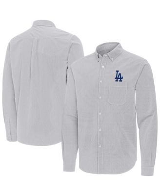 Мужская рубашка Antigua Gray Los Angeles Dodgers Porter Woven Long Sleeve Button-Down