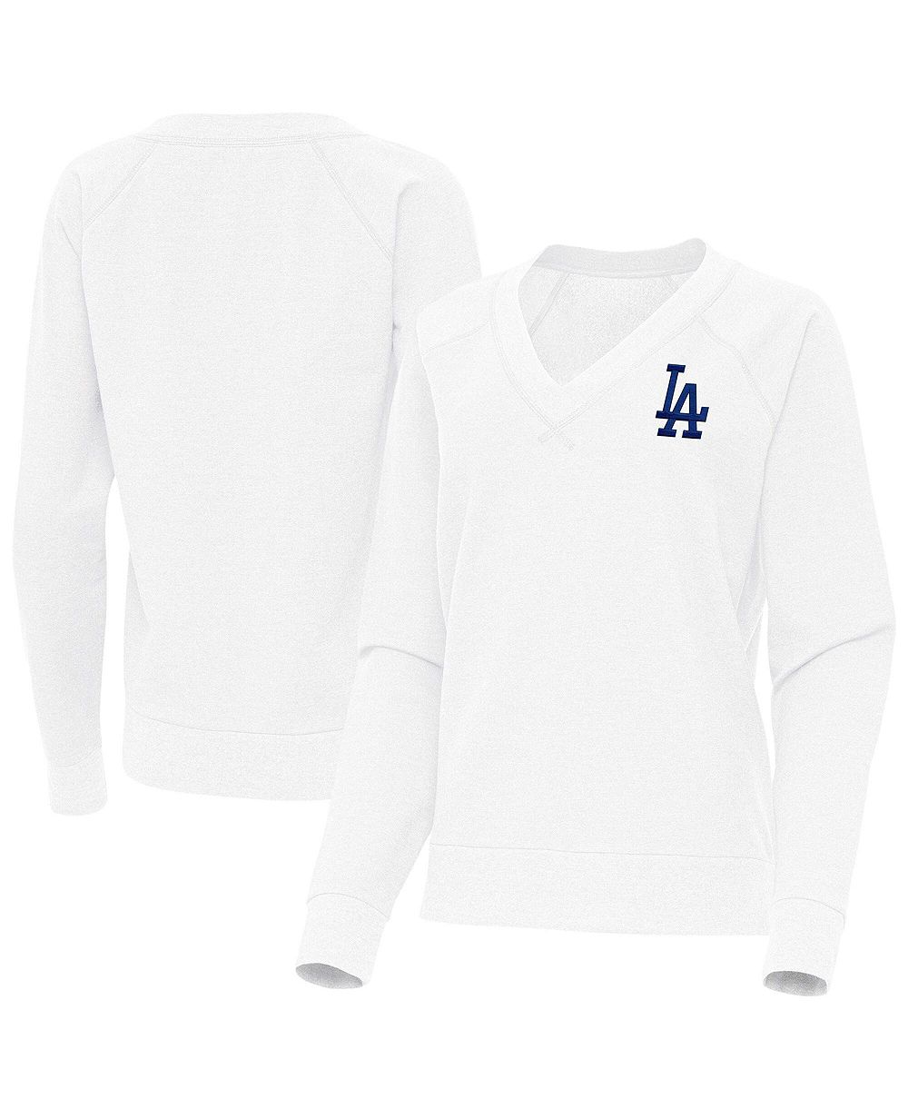 Antigua Женская футболка с длинным рукавом V-образным вырезом Los Angeles Dodgers Varsity Tri-Blend, белая