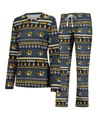 Concepts Sport Women's Black Missouri Tigers Ugly Sweater Holiday Long Sleeve Top & Pants Sleep Set