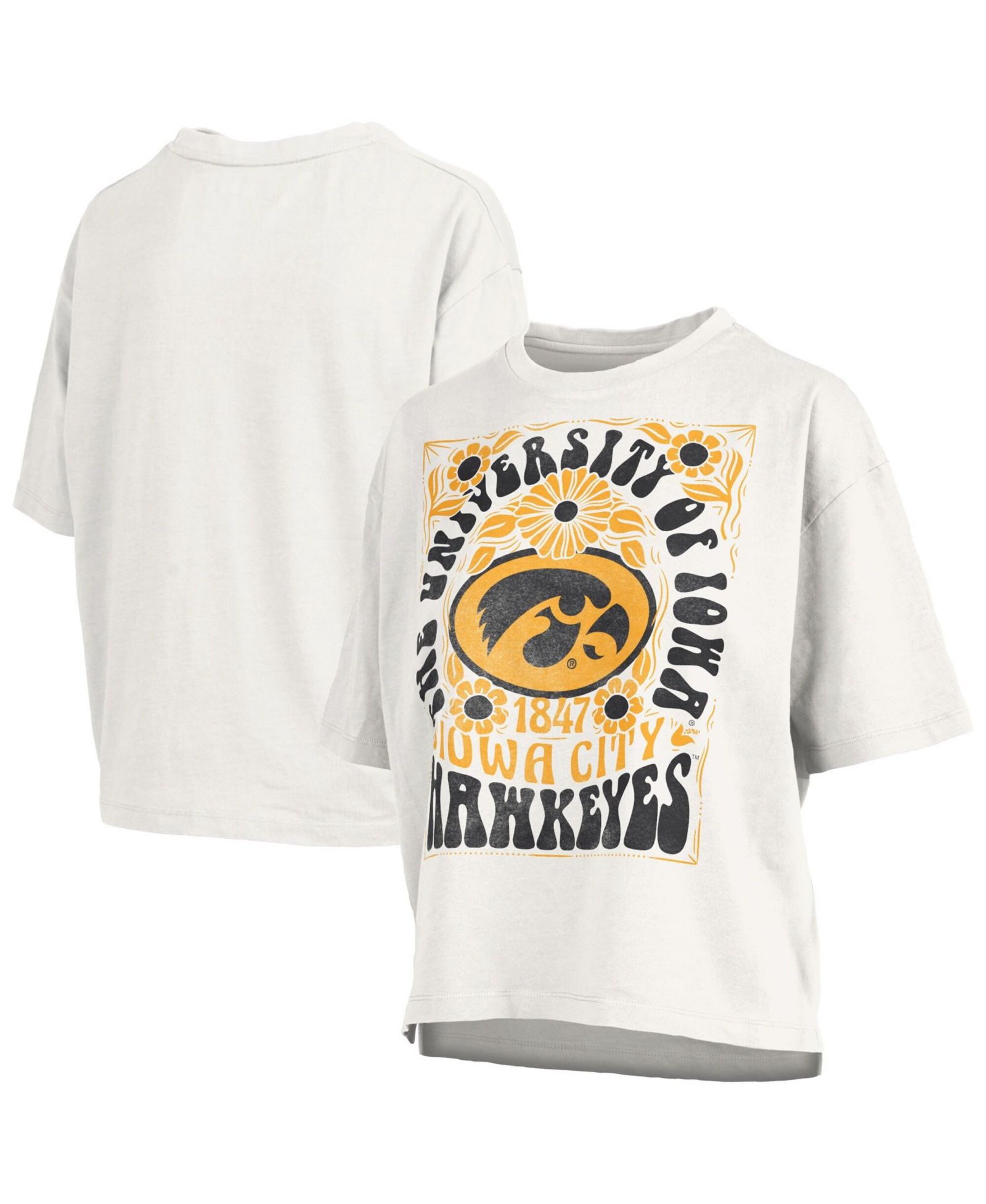 Женская футболка Pressbox White Iowa Hawkeyes Harmony Oversized Slub