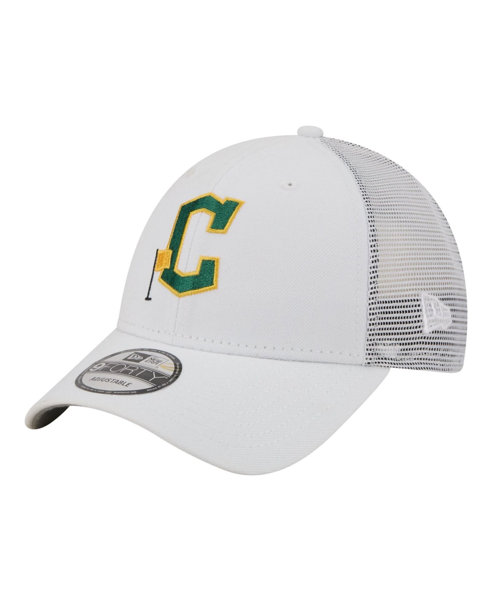 New Era Men's White Cleveland Guardians Flag 9FORTY Trucker Adjustable Hat