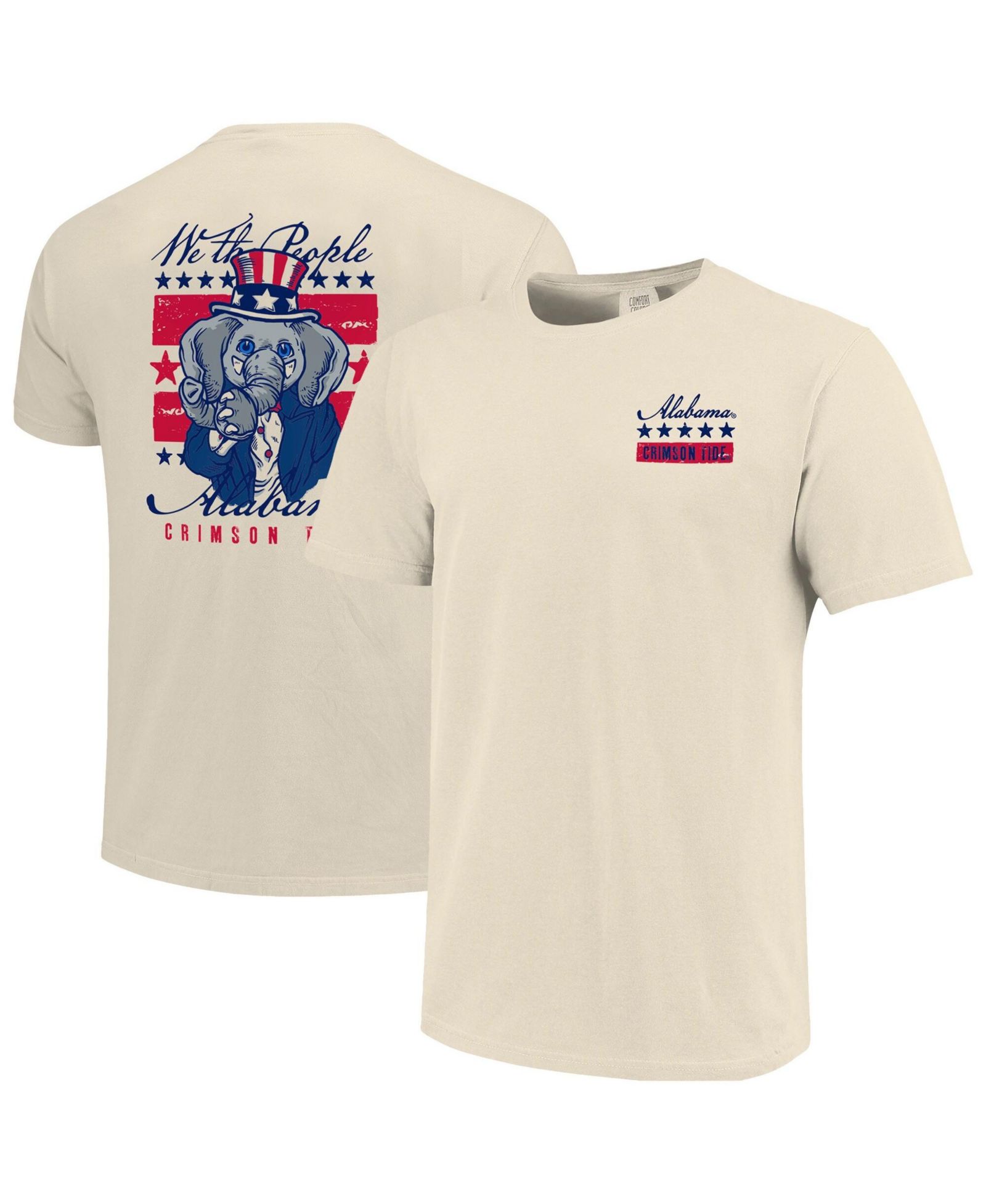 Image One Мужская футболка с принтом Alabama Crimson Tide Uncle Sam Mascot, цвет Cream