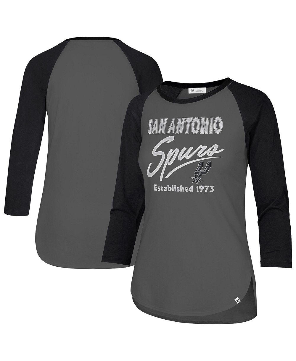 '47 Brand Женская серая футболка '47 Brand San Antonio Spurs Frankie Raglan