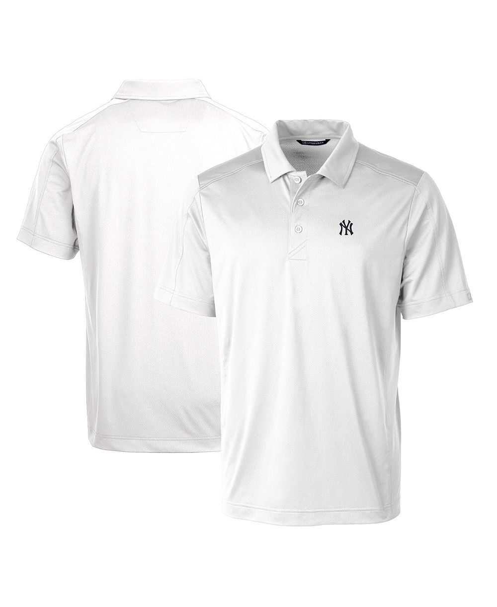 Cutter & Buck Men's White New York Yankees Prospect Textured Stretch Big & Tall Polo Shirt