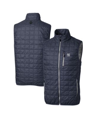 Мужской жилет Cutter & Buck Heathered Navy New York Yankees Big & Tall Rainier Full-Zip Puffer