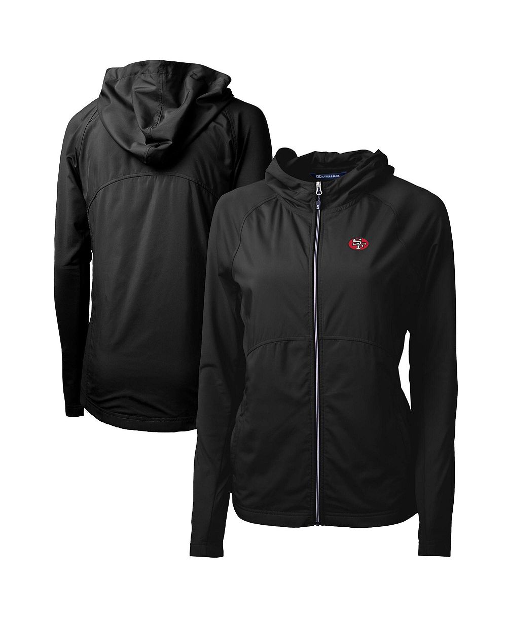 Женское худи Cutter & Buck Black San Francisco 49ers Throwback Logo Adapt Eco Knit Hybrid Full-Zip