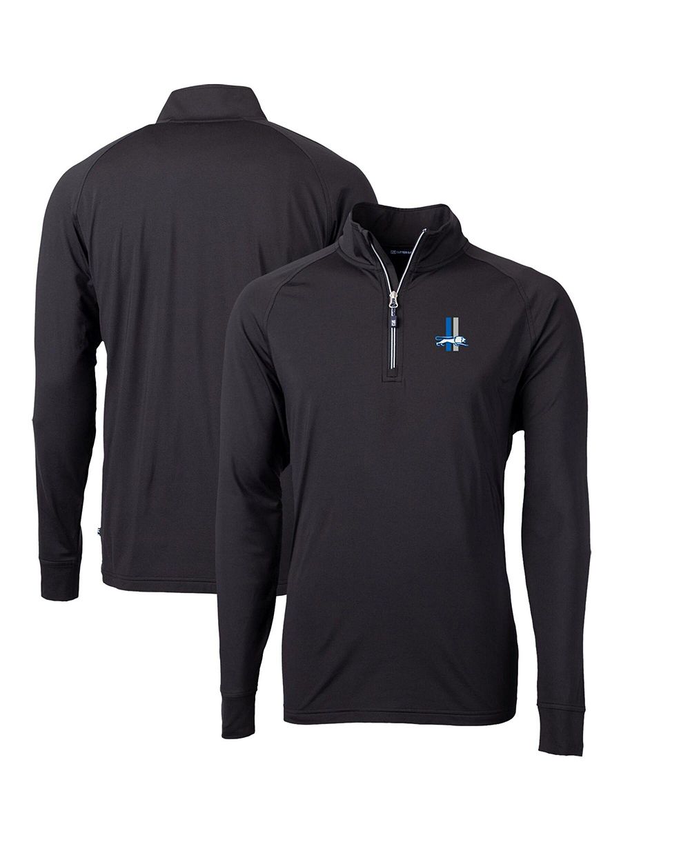 Мужская толстовка Cutter & Buck Black Detroit Lions Adapt Eco Knit Stretch Quarter-Zip Throwback Pullover