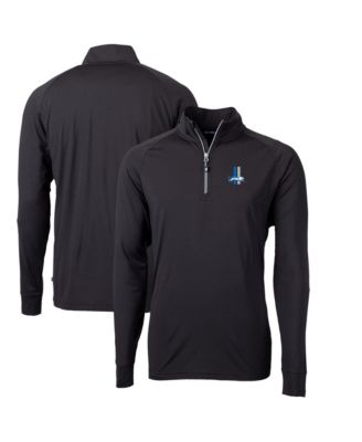 Мужская толстовка Cutter & Buck Black Detroit Lions Adapt Eco Knit Stretch Quarter-Zip Throwback Pullover