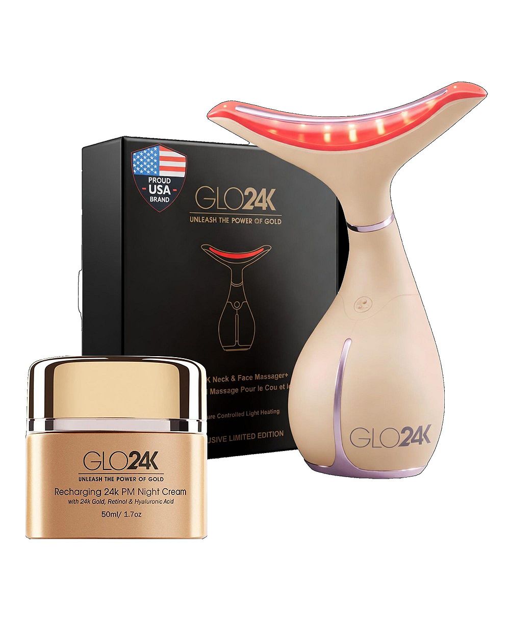 GLO24K 7 Color LED Neck and Face Beauty Device и 24K Recharging PM Night Cream