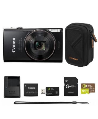 Цифровая камера Canon PowerShot ELPH 360 HS, комплект с картой microSD 64 ГБ, адаптером SD, USB-ридером, жестким чехлом и батареей