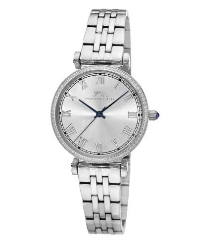 Porsamo Bleu Women's Emma Silver Tone Sunray Dial Silver Tone Stainless Steel Bracelet Watch 32 mm