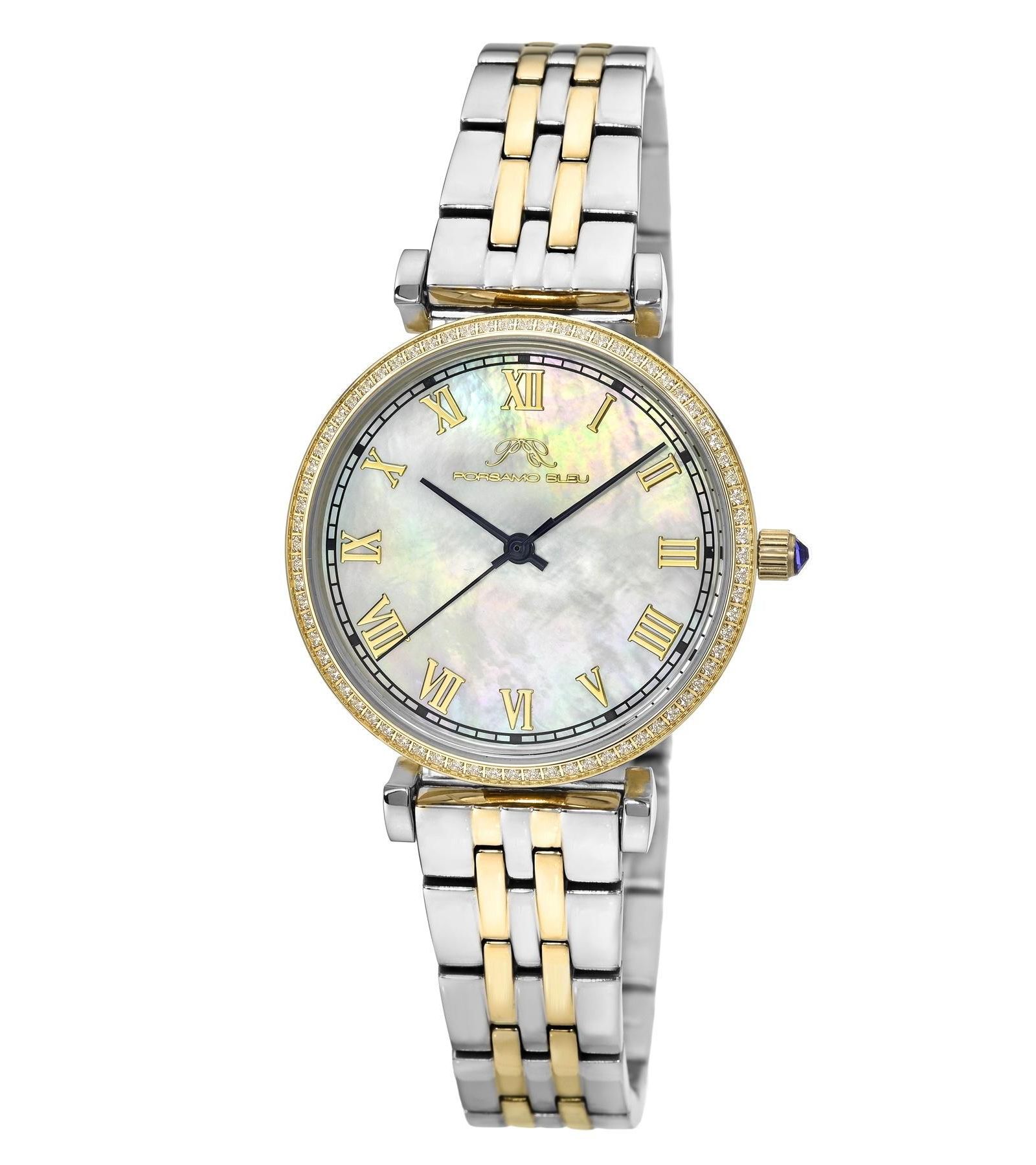 Женские часы Porsamo Bleu Emma White Mother Of Pearl Dial Two-Tone Stainless Steel Bracelet, 32 mm