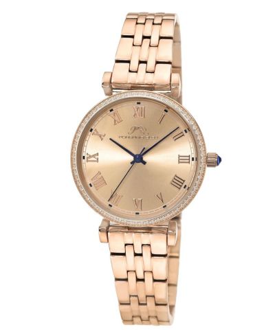 Porsamo Bleu Women's Emma Rose Tone Sunray Dial Rose Tone Stainless Steel Bracelet Watch 32 mm