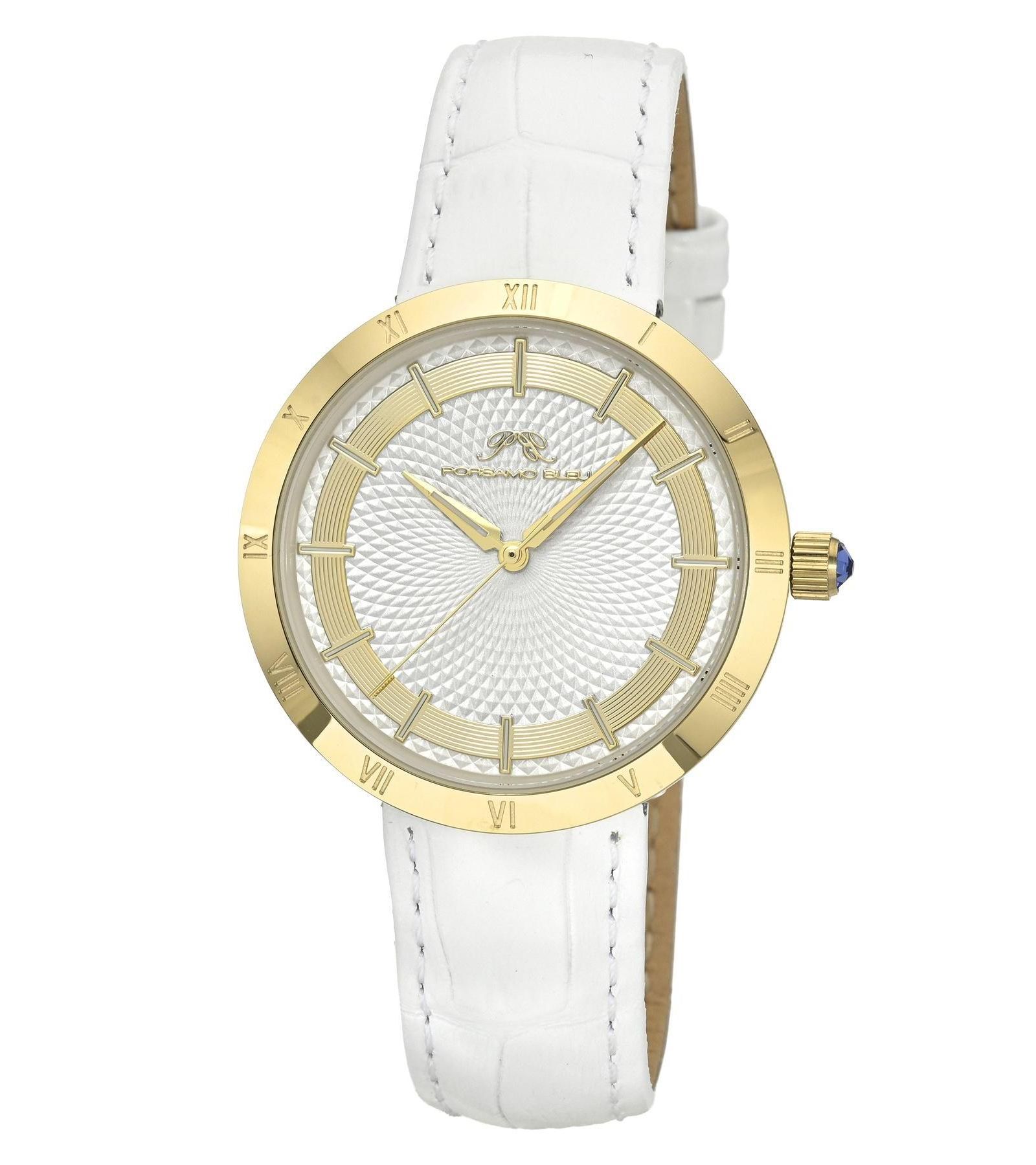 Женские часы Porsamo Bleu Monroe Round White Genuine Leather Band, 36 mm