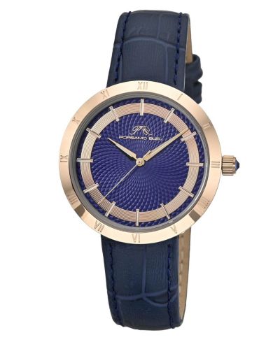 Женские наручные часы Porsamo Bleu Monroe Round Blue Genuine Leather Band 36 mm